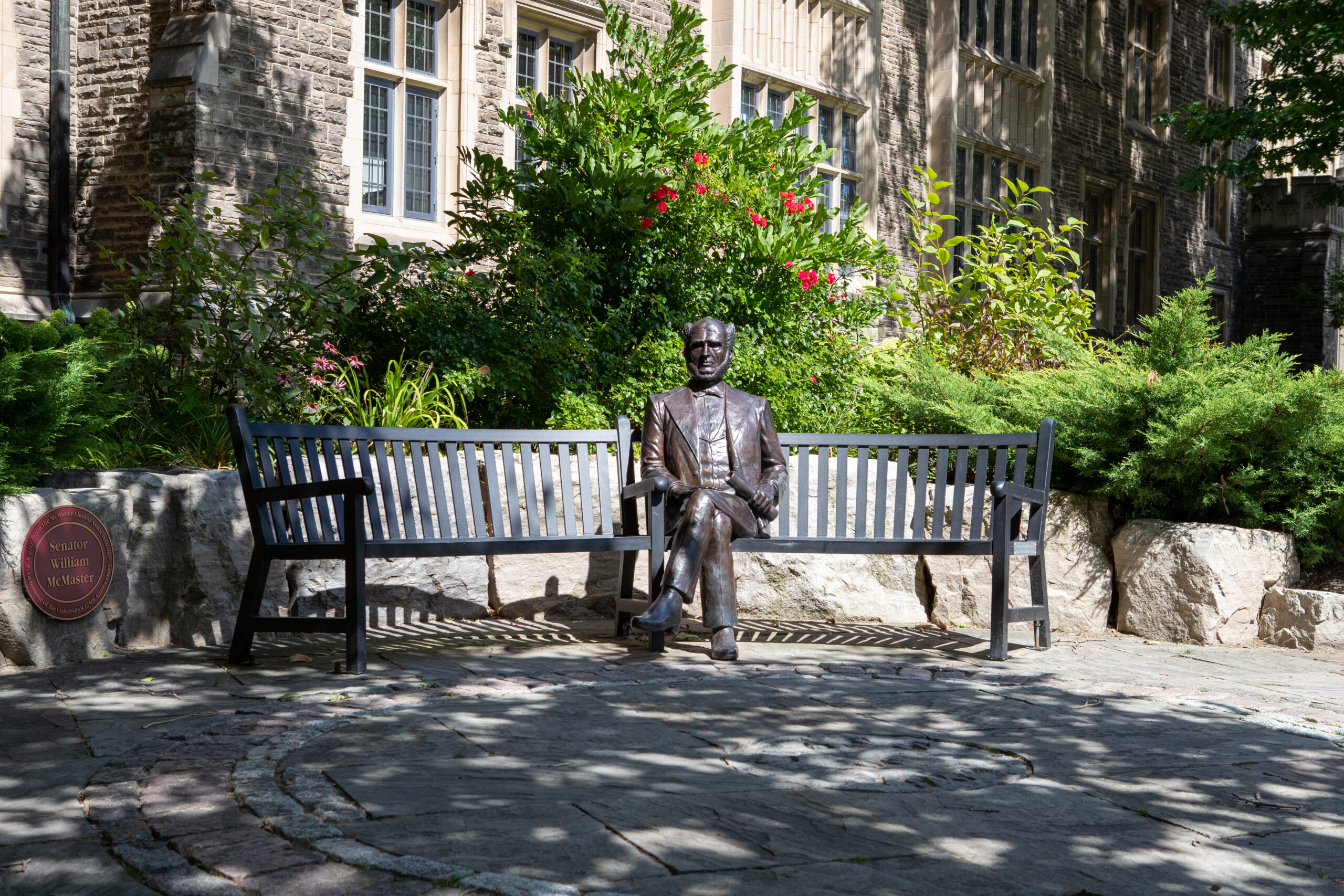Senator McMaster statue on bench